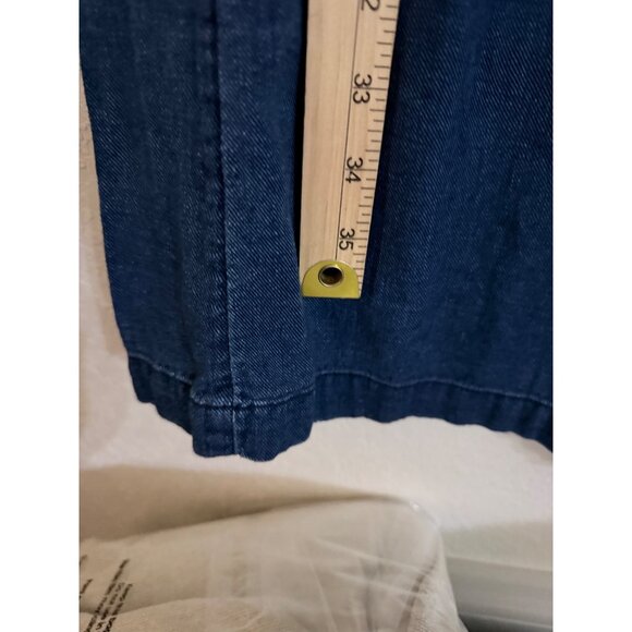 Pilcro Smocked Denim Jumpsuit Womens XS Blue Chambray Wide Leg Sleeveless - Picture 10 of 15